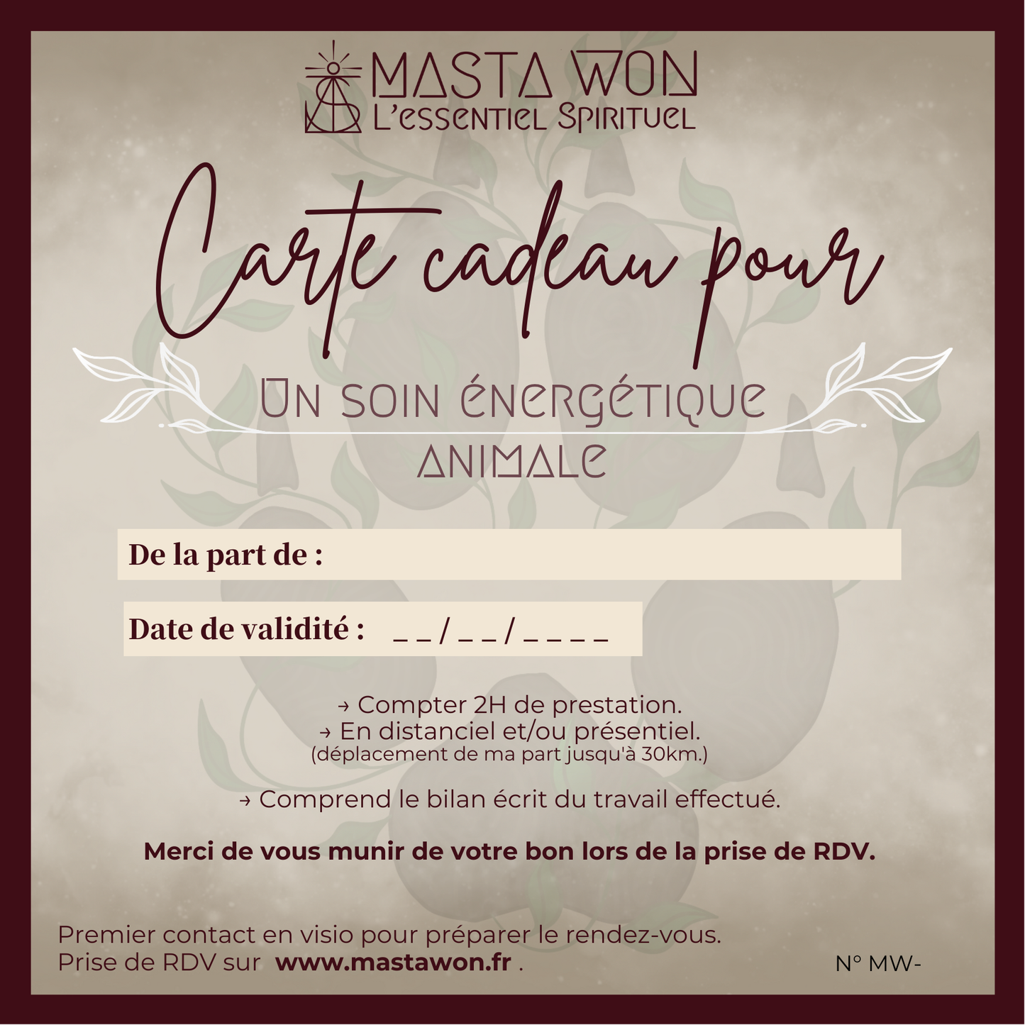 Carte-Cadeau Services MASTA WON l'Essentiel Spirituel