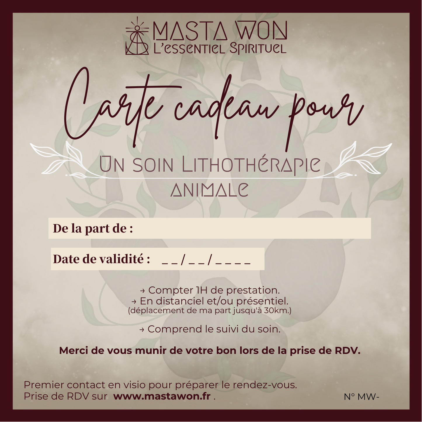 Carte-Cadeau Services MASTA WON l'Essentiel Spirituel