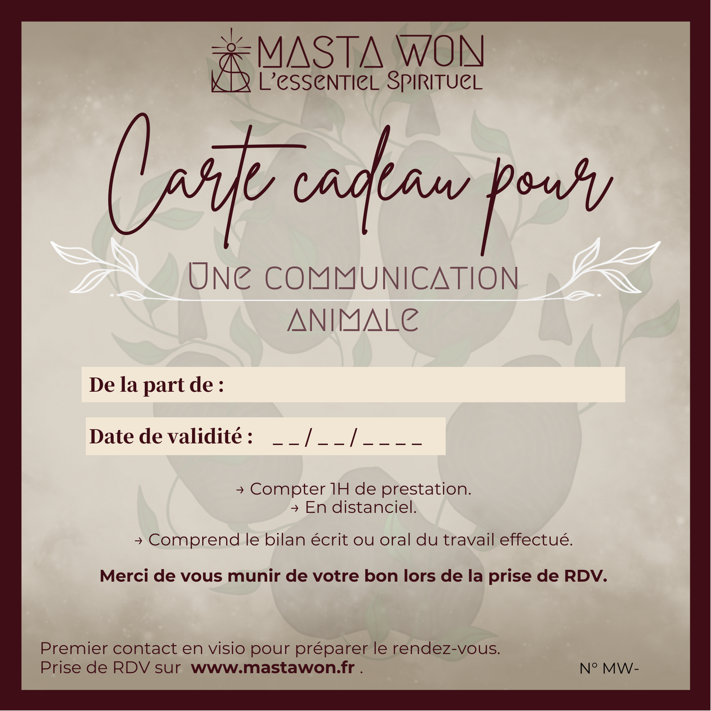 Carte-Cadeau Services MASTA WON l'Essentiel Spirituel