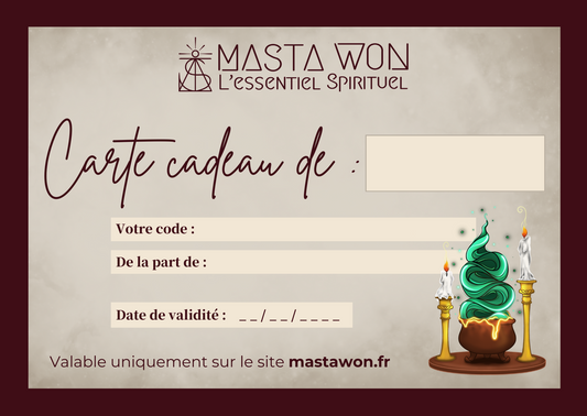 Carte cadeau MastaWon.fr MASTA WON l'Essentiel Spirituel