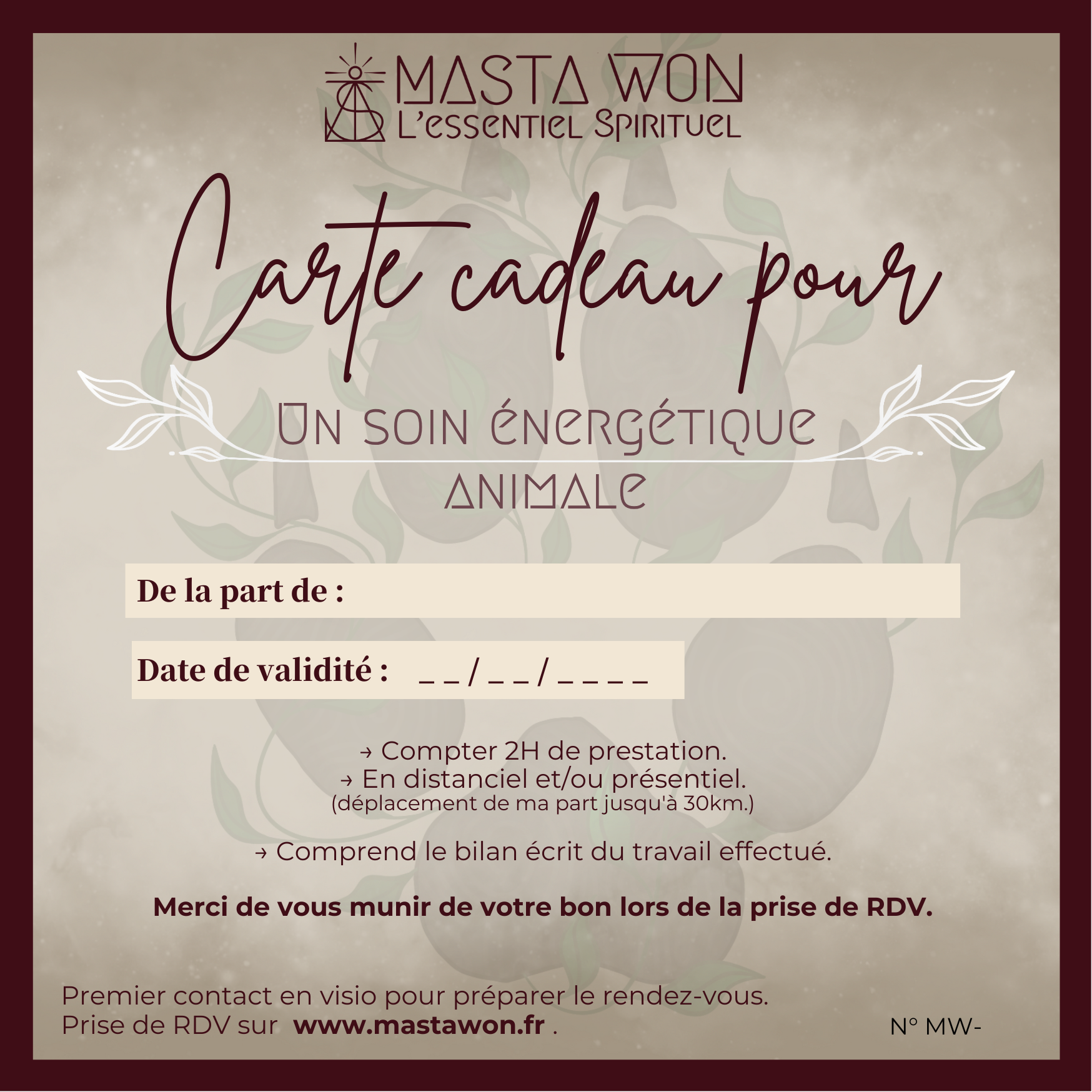 Carte-Cadeau Services MASTA WON l'Essentiel Spirituel