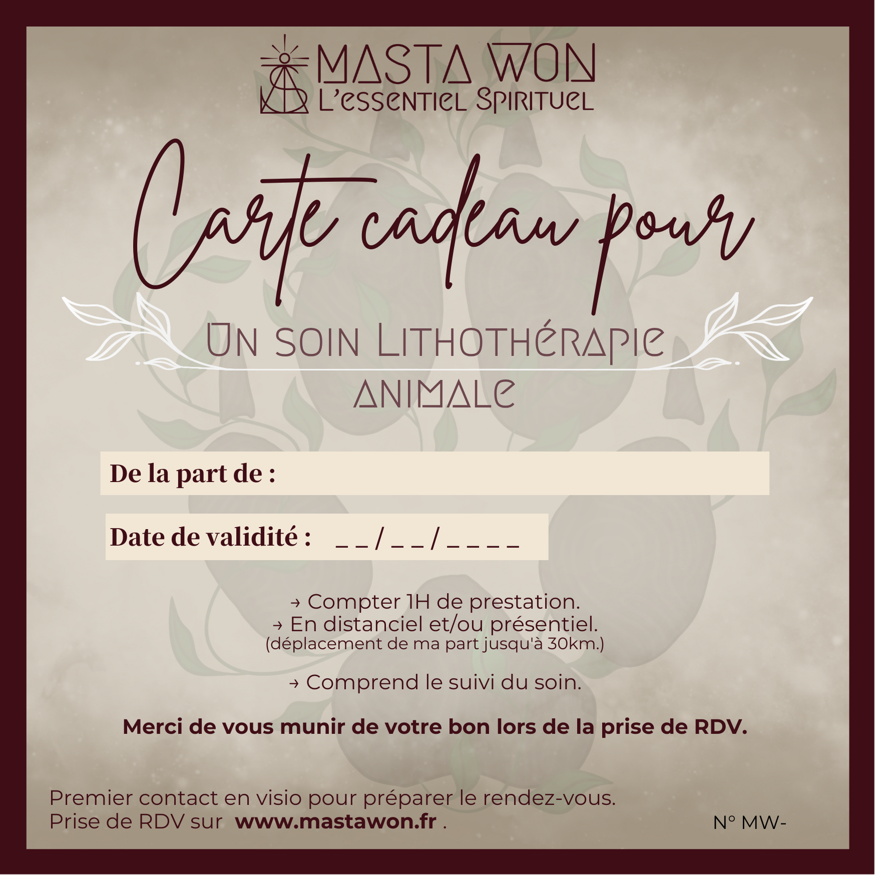 Carte-Cadeau Services MASTA WON l'Essentiel Spirituel